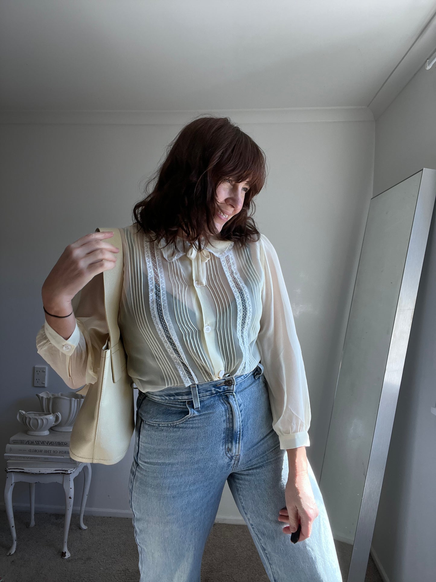 Silk Lace & Pintuck Blouse (MIU MIU dupe) (10-12)