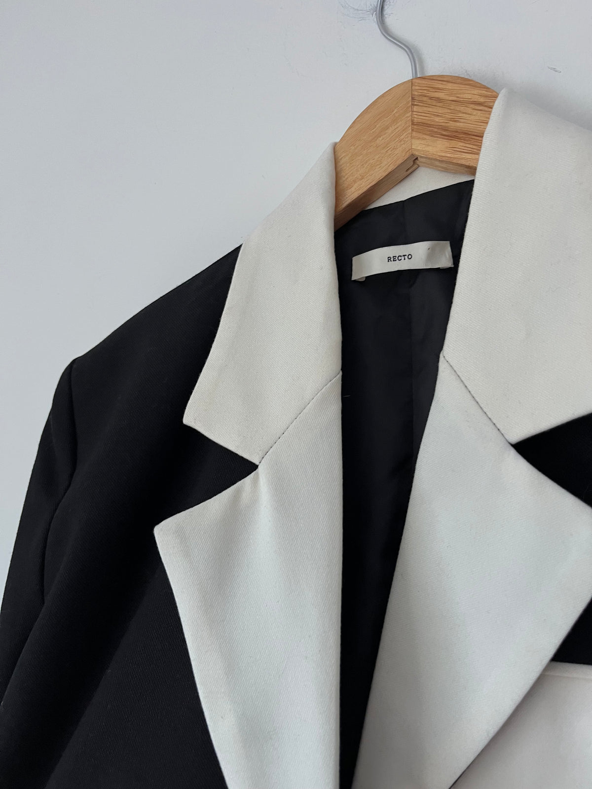 RECTO Contrast-Collar Wool Short Jacket RRP approx. $780 (Size 10)