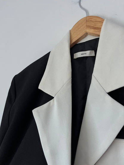 RECTO Contrast-Collar Wool Short Jacket RRP approx. $780 (Size 10)