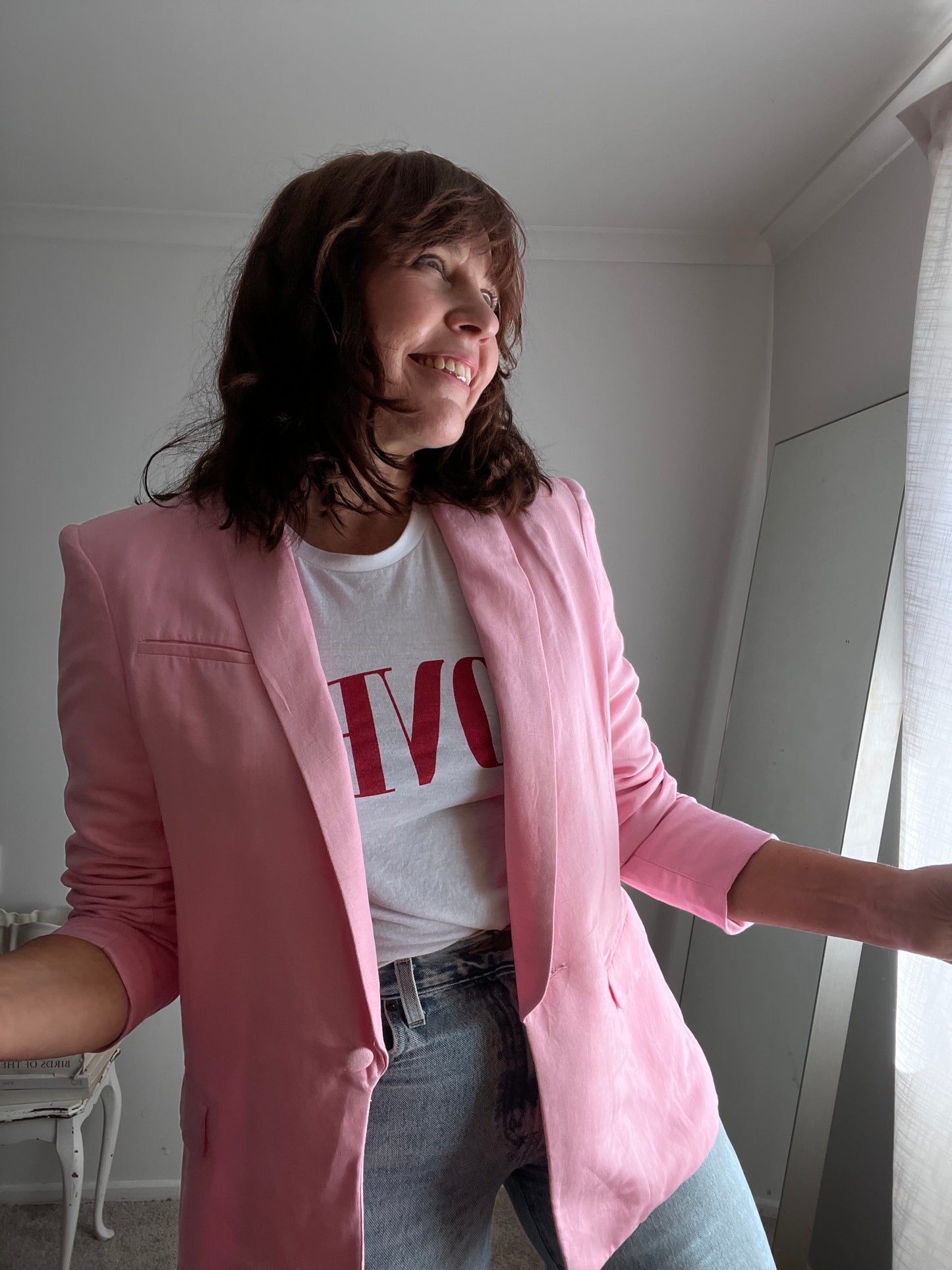 SUPERETTE Pink Linen Blend Blazer RRP approx $399 (10)