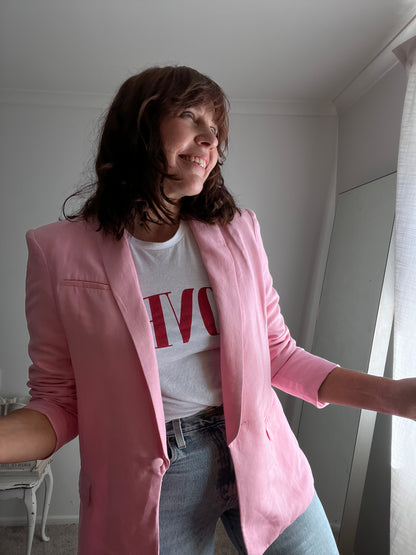 SUPERETTE Pink Linen Blend Blazer RRP approx $399 (10)