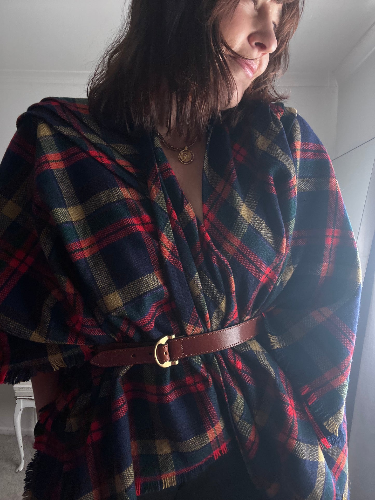 BRANIGAN WEAVERS Irish Tartan Wool Cape RRP$250 (One Size)