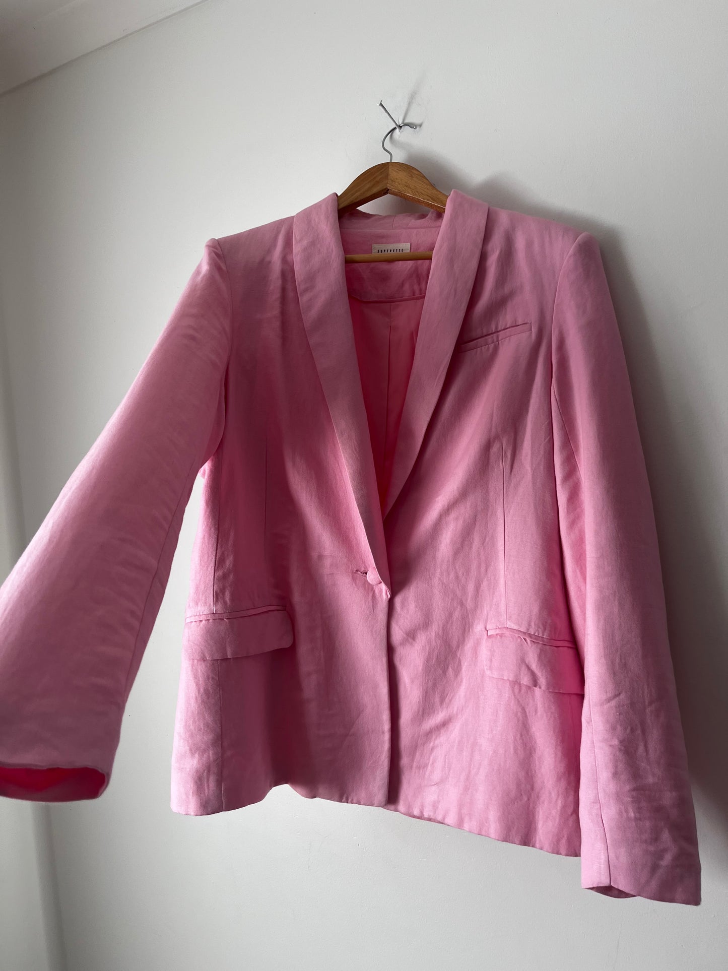 SUPERETTE Pink Linen Blend Blazer RRP approx $399 (10)