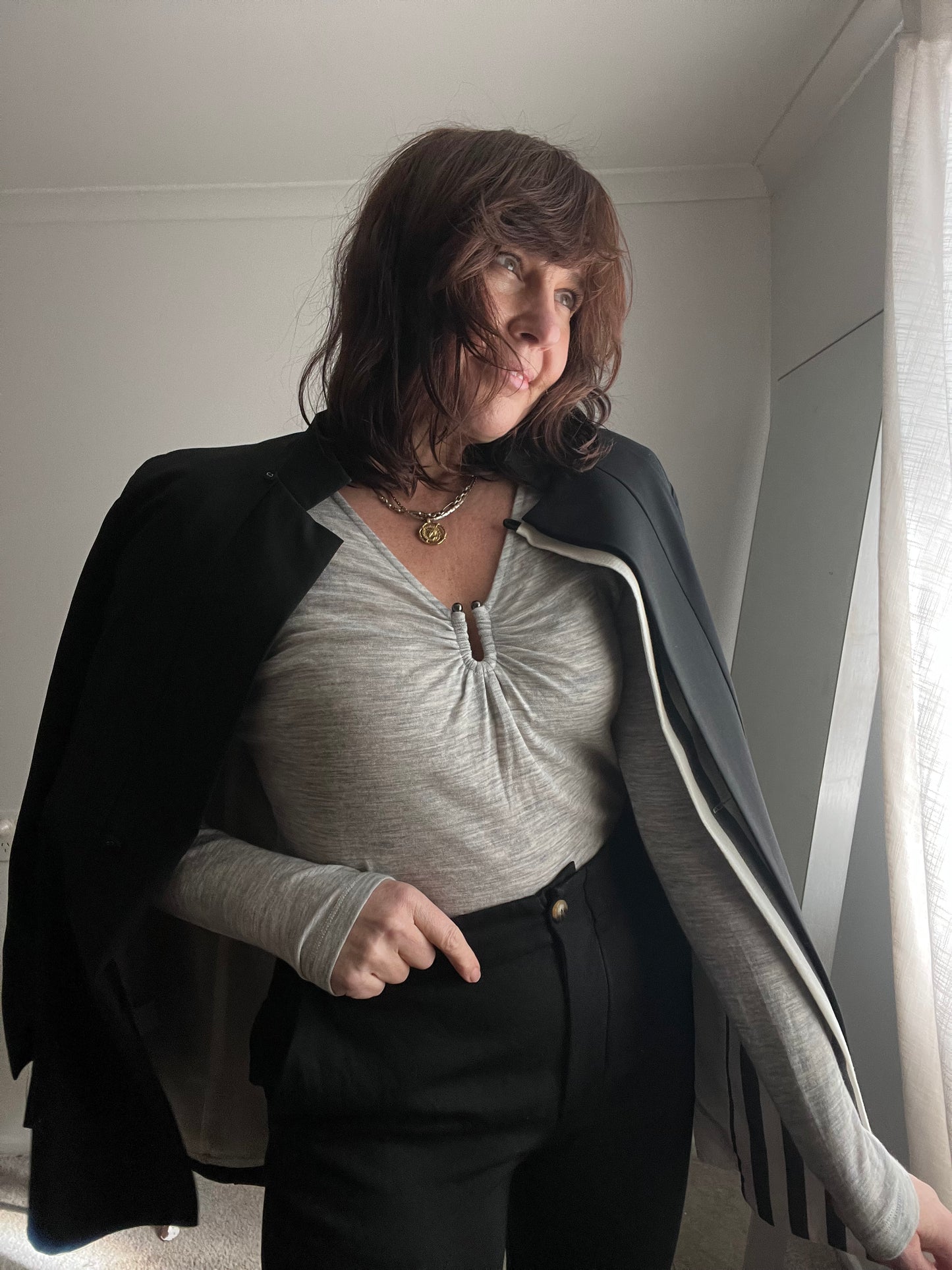 SABA Merino Wool Gathered Detail Top RRP$199 (12-14)