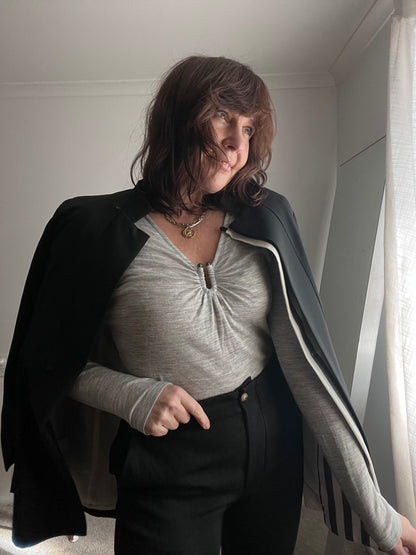 SABA Merino Wool Gathered Detail Top RRP$199 (12-14)