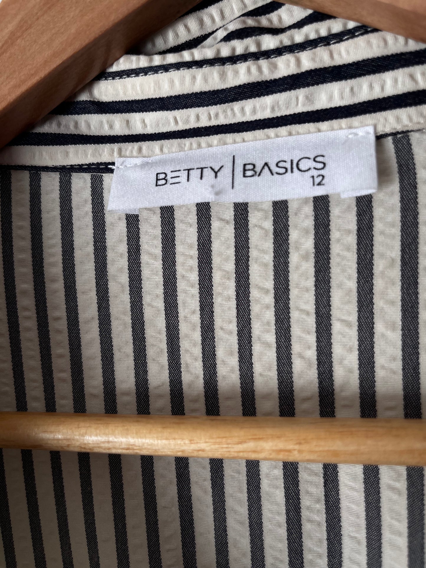 BETTY BASICS Stripe Shirt Dress RRP$110 (12-14)