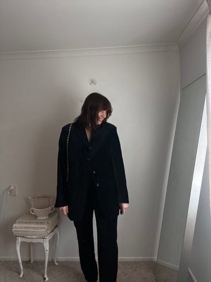 DANIEL FARET PARIS Black Velvet Suit RRP Approx. NZ$1,000 (12-14)