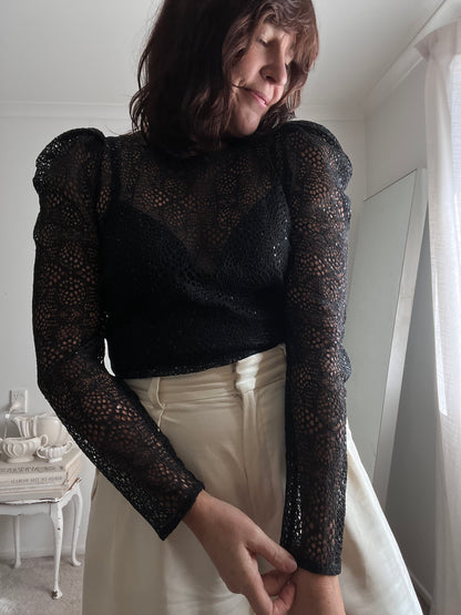 RUE DE FEMME Sequin Lace Blouse RRP$260 (12-14)