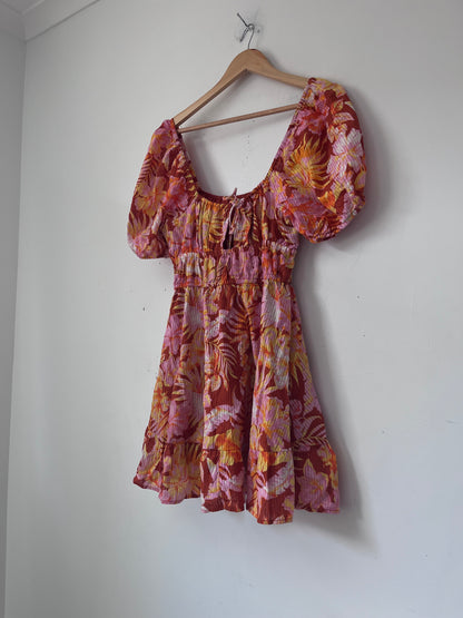 BILLABONG Floral Puff Sleeve Cotton Dress RRP $120 (10)