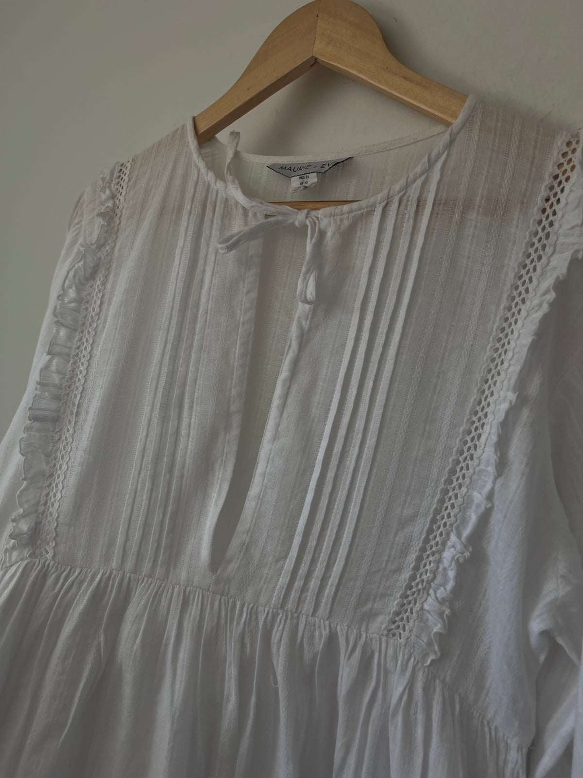 MAURIE & EVE Cotton Pintuck Lace Dress RRP $200 (10)