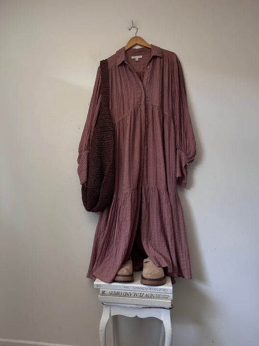 SHONA JOY Mila Plunged Tiered Dress RRP $349 (10-12)