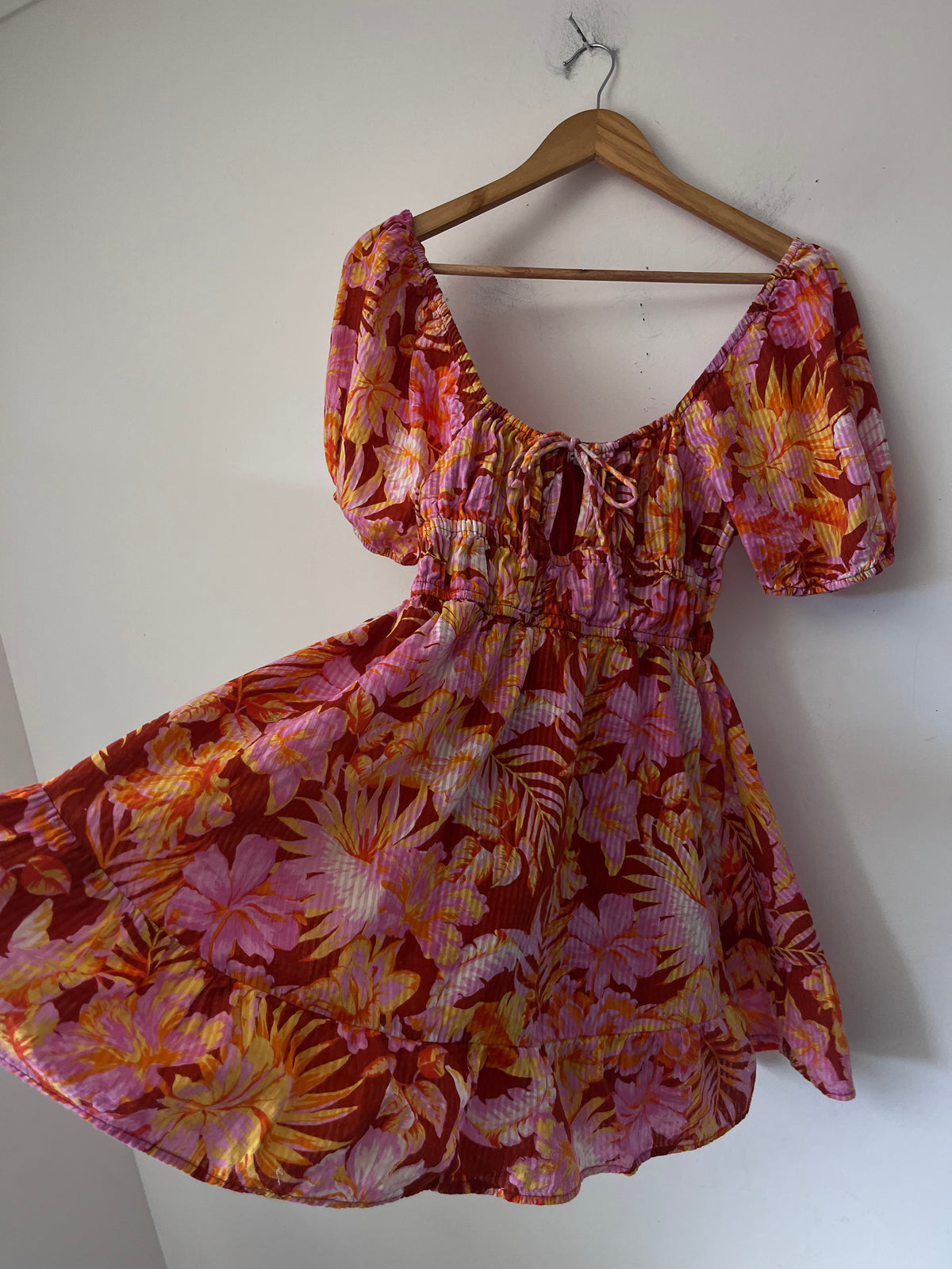 BILLABONG Floral Puff Sleeve Cotton Dress RRP $120 (10)