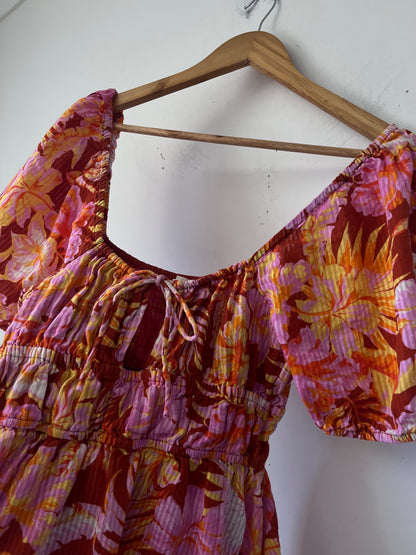 BILLABONG Floral Puff Sleeve Cotton Dress RRP $120 (10)