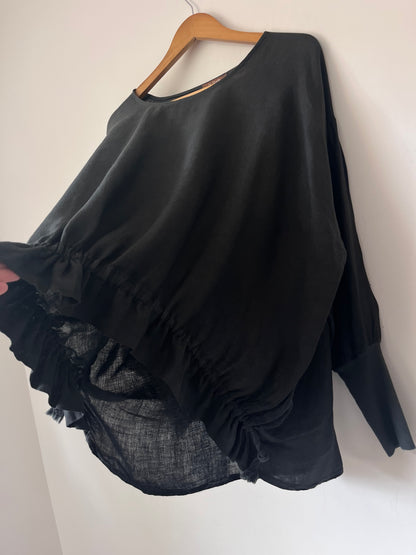 LA STRADA Ruched Linen Top RRP $150 (12-16)