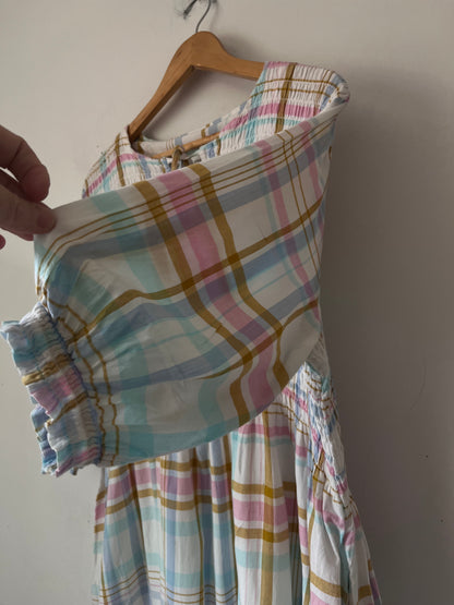 ELM Pastel Check Shirred Dress RRP $169 (14-16)