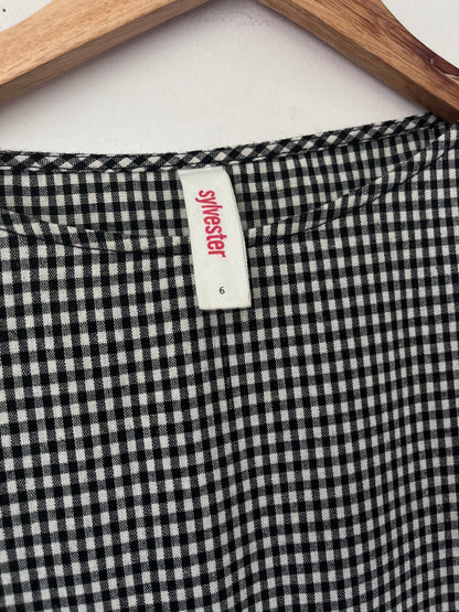 SYLVESTER Gingham Drawstring Dress RRP$389 (6-8)