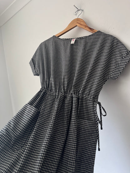 SYLVESTER Gingham Drawstring Dress RRP$389 (6-8)
