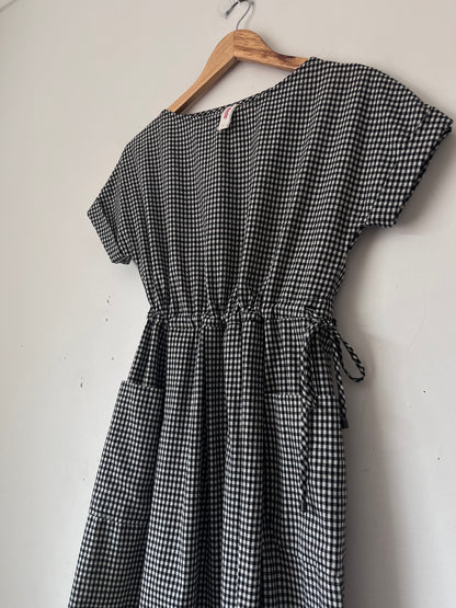 SYLVESTER Gingham Drawstring Dress RRP$389 (6-8)