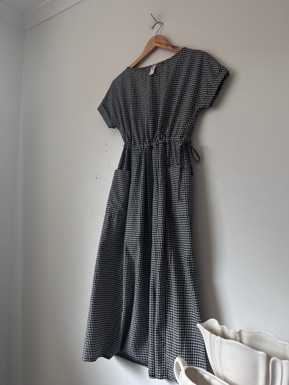 SYLVESTER Gingham Drawstring Dress RRP$389 (6-8)