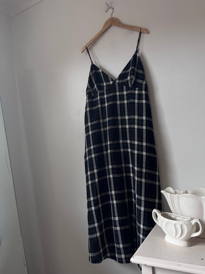 AERE Check Linen Dress RRP $180 (16-18)
