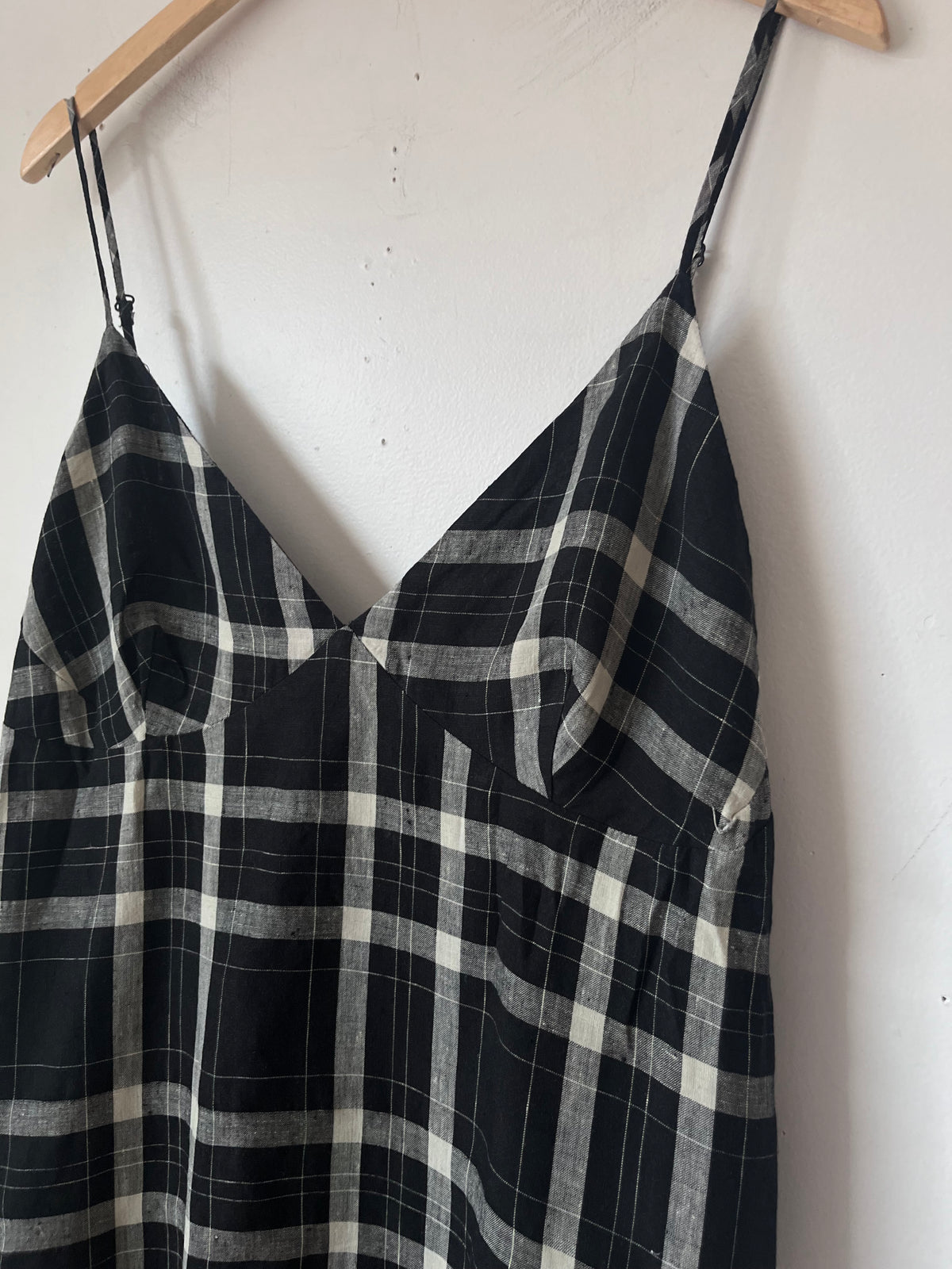 AERE Check Linen Dress RRP $180 (16-18)