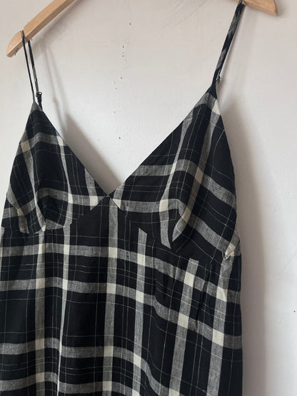 AERE Check Linen Dress RRP $180 (16-18)