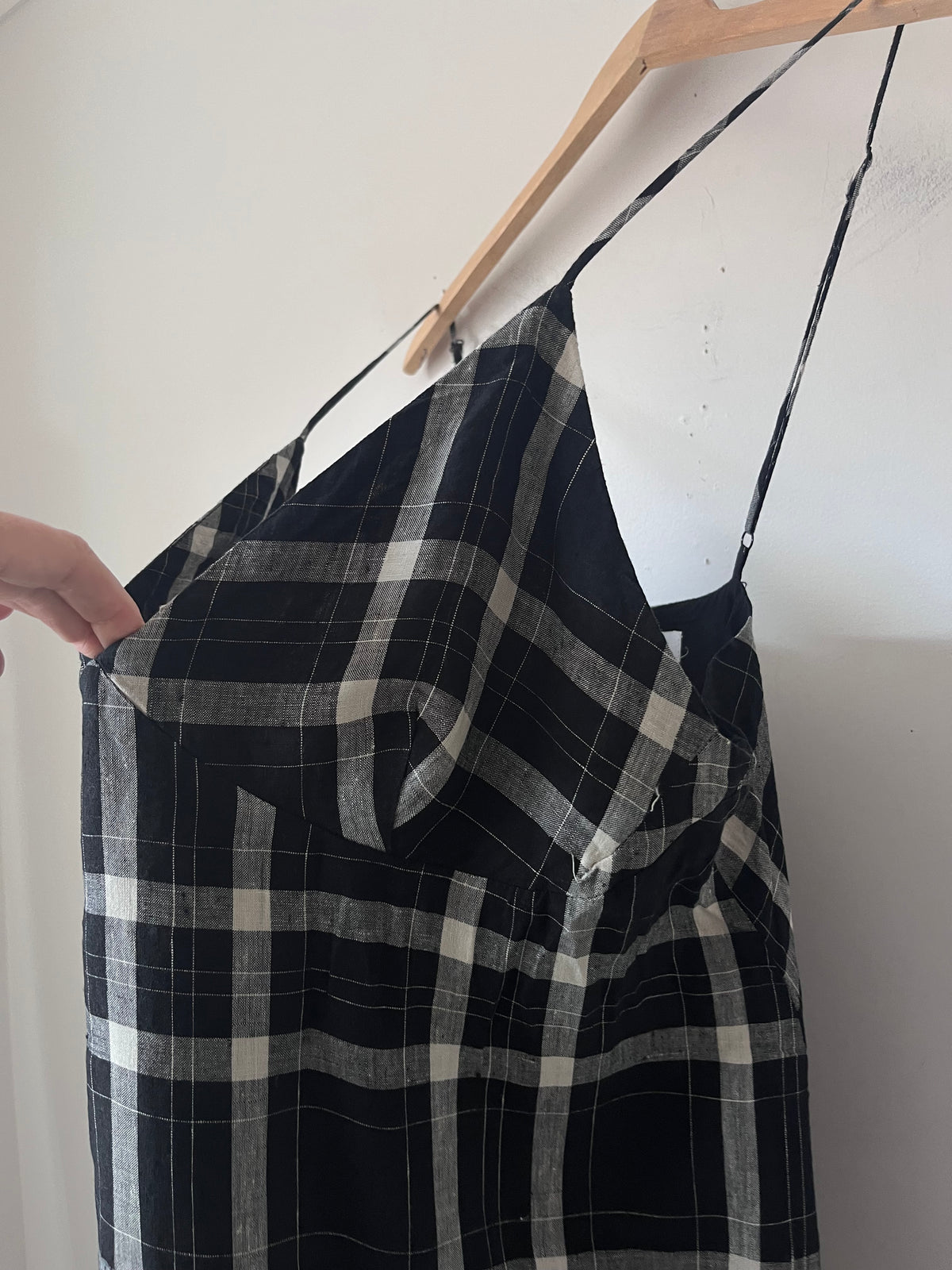 AERE Check Linen Dress RRP $180 (16-18)