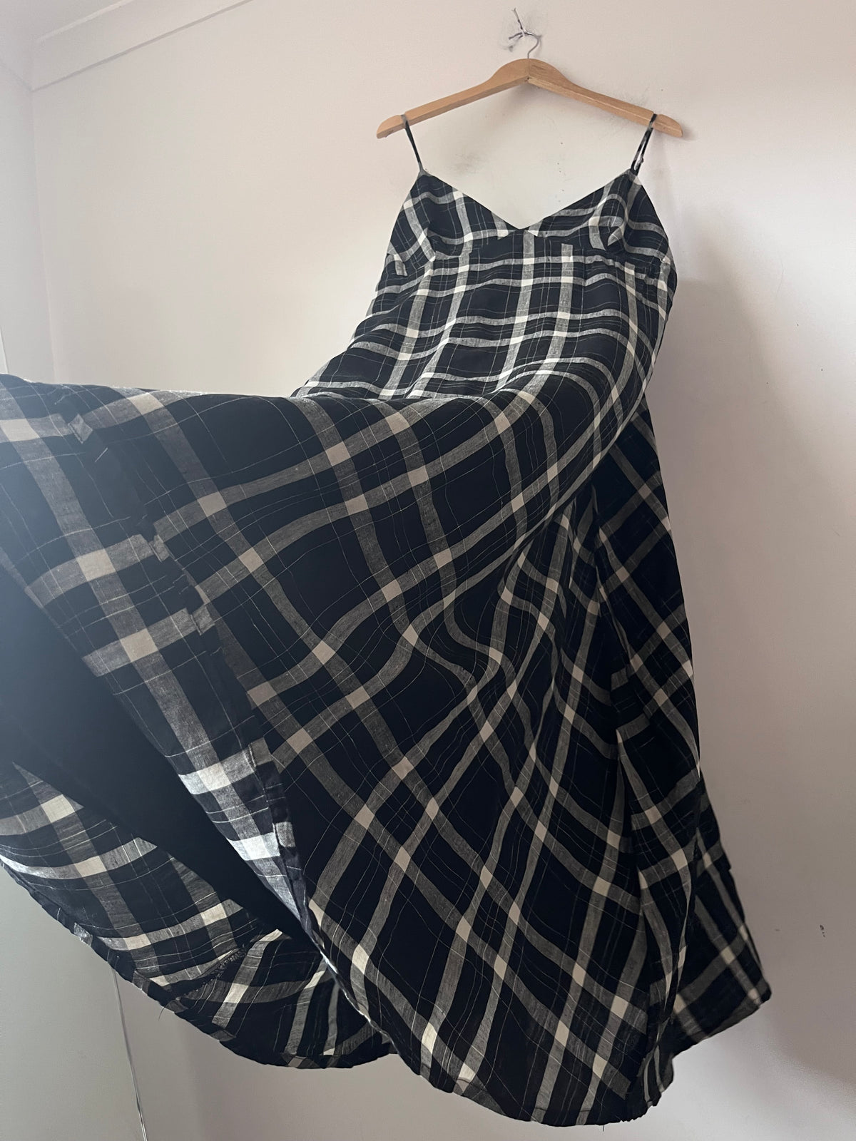 AERE Check Linen Dress RRP $180 (16-18)