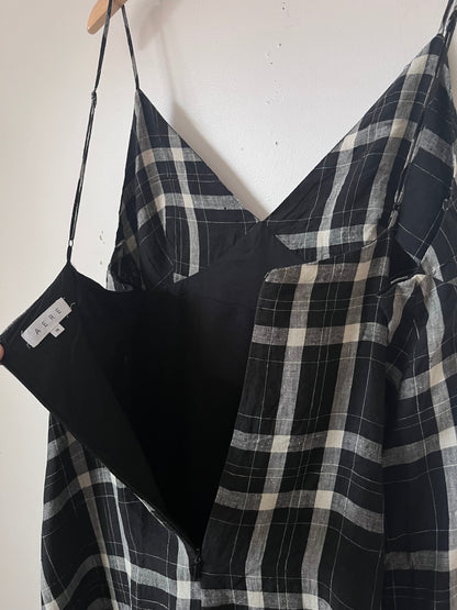 AERE Check Linen Dress RRP $180 (16-18)