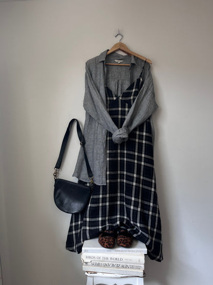 AERE Check Linen Dress RRP $180 (16-18)