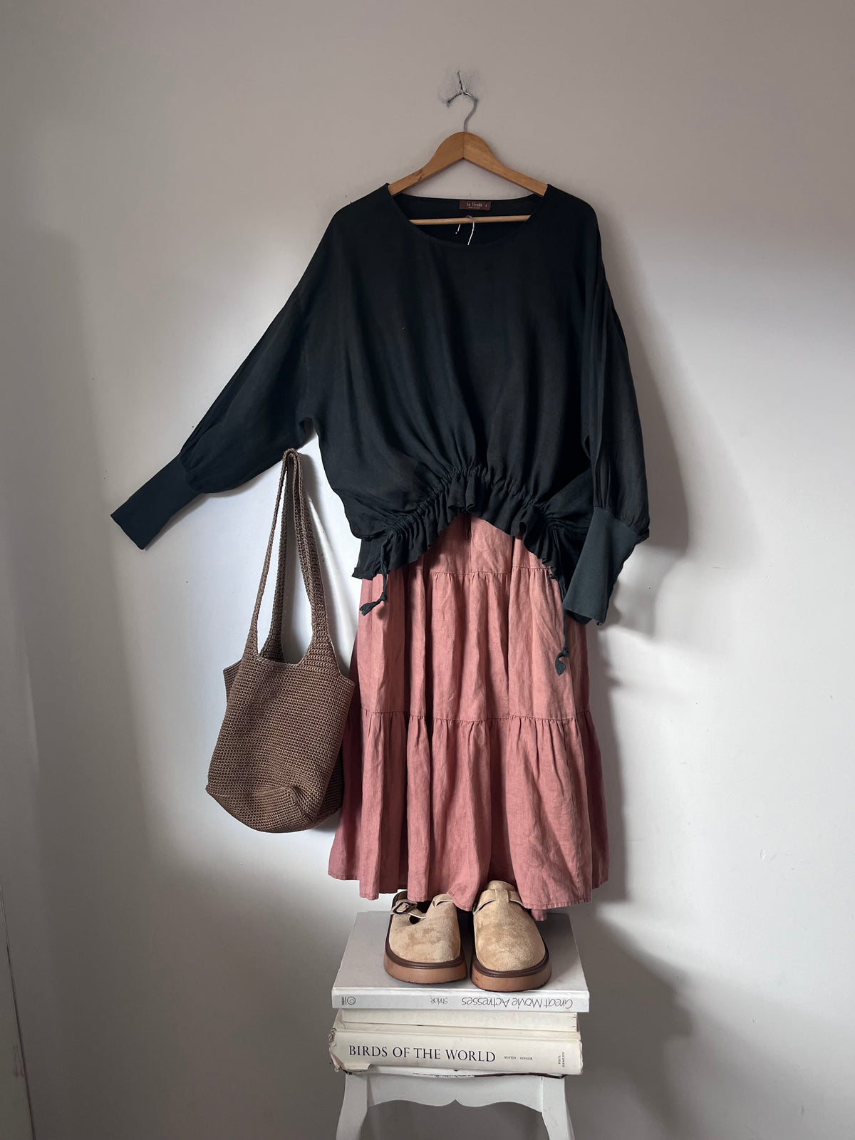 LA STRADA Ruched Linen Top RRP $150 (12-16)