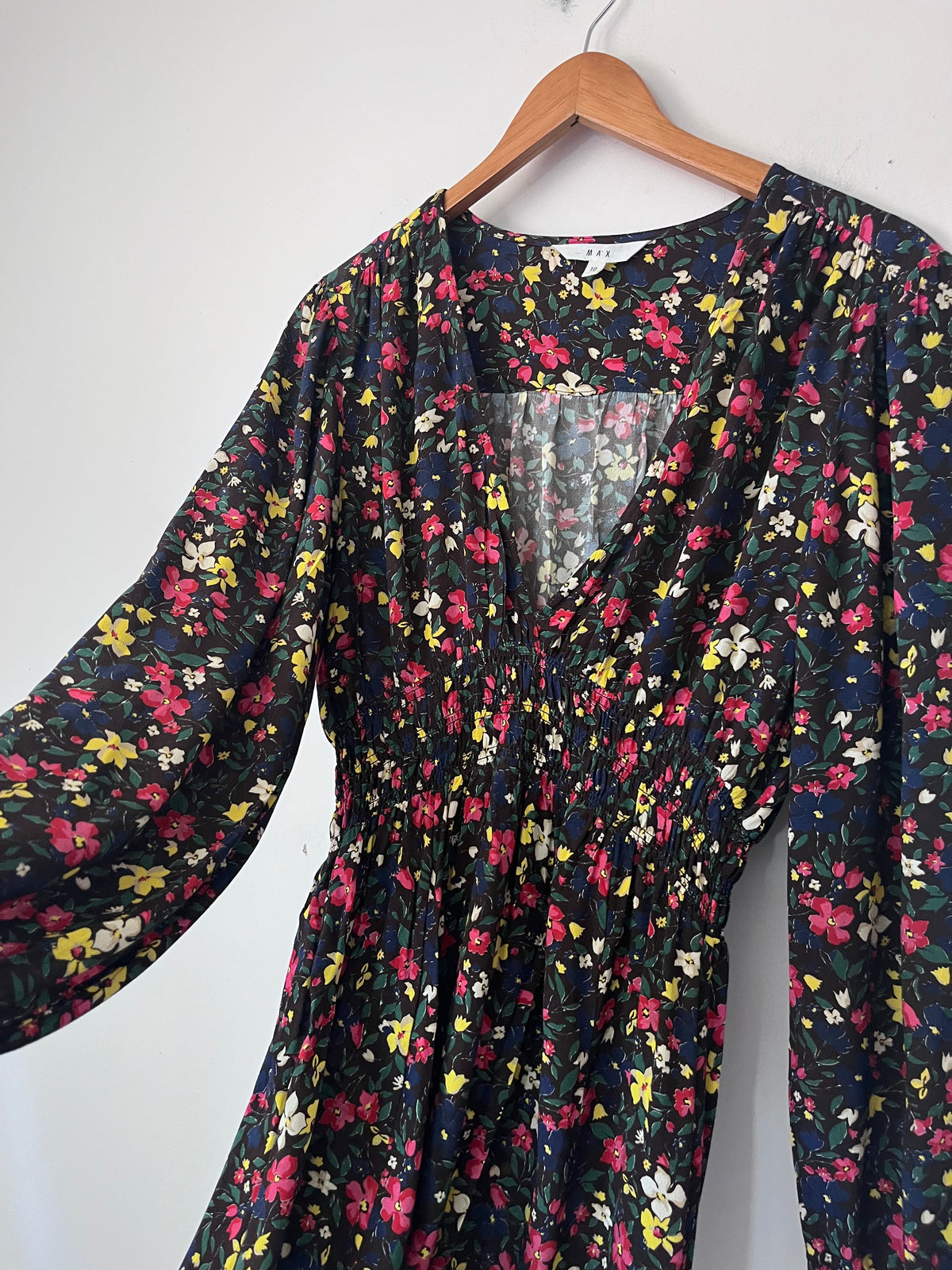 MAX Floral Shirred Waist Dress RRP $190 (10-12)